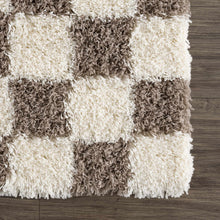 Carregar imagem no visualizador da galeria, Atira Brown Checkered Area Rug
