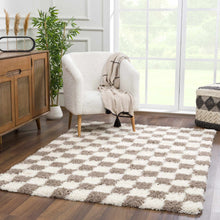 Carregar imagem no visualizador da galeria, Atira Brown Checkered Area Rug

