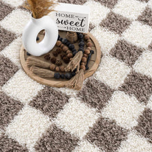 Carregar imagem no visualizador da galeria, Atira Brown Checkered Area Rug
