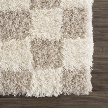 Carregar imagem no visualizador da galeria, Atira Light Brown Checkered Area Rug
