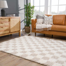 Carregar imagem no visualizador da galeria, Atira Light Brown Checkered Area Rug
