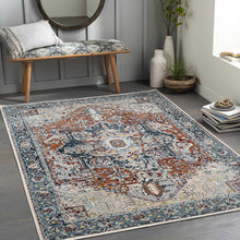 Load image into Gallery viewer, Cabacungan Blue &amp; Rust Washable Area Rug - Clearance

