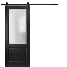 Load image into Gallery viewer, Lucia 22 Matte Black Barn Door with Frosted Glass and Black Rail
