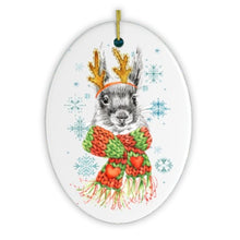Carregar imagem no visualizador da galeria, Watercolor Squirrel Christmas Ornament
