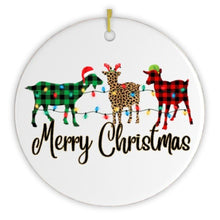 Load image into Gallery viewer, Plaid Goats Merry Christmas Ornament
