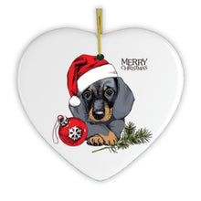Load image into Gallery viewer, Dachshund Christmas Ornament, Cute Dog with Santa Hat
