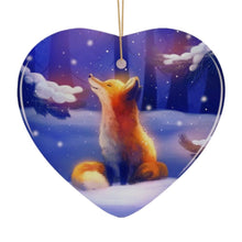Load image into Gallery viewer, Fox in Snow Forest Ornament, Majestic Illustration Fairytale, Anime Nature
