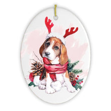 Load image into Gallery viewer, Watercolor Beagle Christmas Ornament
