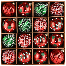 Load image into Gallery viewer, Festive Christmas Ornament Bundle, 16 Red and Green Glittered Baubles
