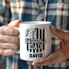 Load image into Gallery viewer, Baseball Dad Personalized Mug, Patriotic Gift for Sports Fathers with Custom Name
