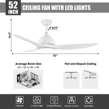 Carregar imagem no visualizador da galeria, 52&quot; Vaczon 3 Blades Ceiling Fan with LED Light and Remote Control
