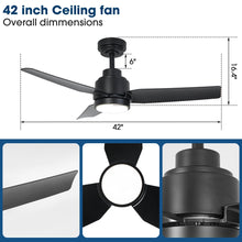 Load image into Gallery viewer, Vaczon 42 Inch DC Motor Modern Downrod Ceiling Fan with LED Light and Remote Control

