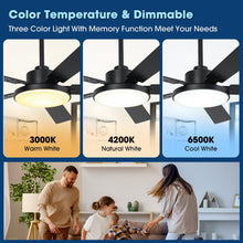 Load image into Gallery viewer, Vaczon 52 Inch 5 Blades DC Motor Modern Downrod Ceiling Fan with LED Light and Remote Control
