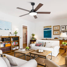 Load image into Gallery viewer, Vaczon 52 Inch 5 Blades DC Motor Modern Downrod Ceiling Fan with LED Light and Remote Control
