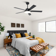 Load image into Gallery viewer, Vaczon 52 Inch 5 Blades DC Motor Modern Downrod Ceiling Fan with LED Light and Remote Control
