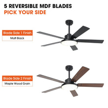 Load image into Gallery viewer, Vaczon 52 Inch 5 Blades DC Motor Modern Downrod Ceiling Fan with LED Light and Remote Control
