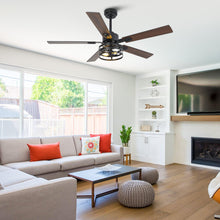 Load image into Gallery viewer, Vaczon 52 Inch DC Motor Industrial Downrod Ceiling Fan with Light and Remote Control
