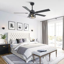 Load image into Gallery viewer, Vaczon 52 Inch DC Motor Industrial Downrod Ceiling Fan with Light and Remote Control
