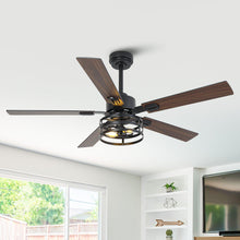 Load image into Gallery viewer, Vaczon 52 Inch DC Motor Industrial Downrod Ceiling Fan with Light and Remote Control
