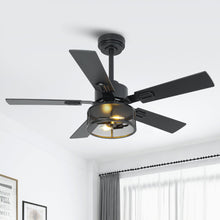 Load image into Gallery viewer, Vaczon 42 Inch DC Motor Industrial Downrod Ceiling Fan with Light and Remote Control
