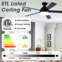 Carregar imagem no visualizador da galeria, 52&quot; Vaczon Ceiling Fan with LED Light and Remote Control
