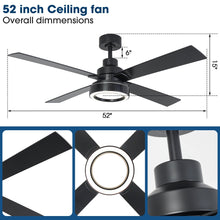 Load image into Gallery viewer, Vaczon 52 Inch 4 Blades DC Motor Modern Downrod Ceiling Fan with LED Light and Remote Control
