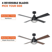 Load image into Gallery viewer, Vaczon 52 Inch 4 Blades DC Motor Modern Downrod Ceiling Fan with LED Light and Remote Control
