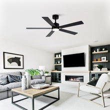 Cargar imagen en el visor de la galería, Vaczon 56&quot; Black DC Motor Ceiling Fan with LED Lighting and Remote Control
