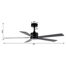 Cargar imagen en el visor de la galería, Vaczon 56&quot; Black DC Motor Ceiling Fan with LED Lighting and Remote Control
