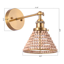 Load image into Gallery viewer, 1-Light Modern Golden Wall Scone Light with Wooden Beads
