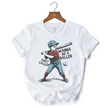 Carregar imagem no visualizador da galeria, Baseball Retro T-Shirt Wanna Be a Baller, Vintage White and Natural Tee
