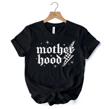 Load image into Gallery viewer, Checkered Motherhood Lightning T-Shirt, Black and White Retro Tee for Strong Mothers
