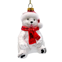 Cargar imagen en el visor de la galería, Classic White Polar Bear Glass Christmas Ornament
