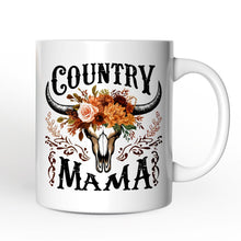 Load image into Gallery viewer, Country Mama Floral Vintage Mug, Western Buffalo Skull Gift for Moms
