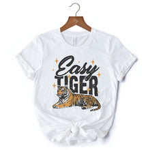 Carregar imagem no visualizador da galeria, Easy Tiger Retro Grunge T-Shirt, Vintage White and Natural Tee With Wild Animal
