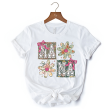 Load image into Gallery viewer, Floral Mama Coquette T-Shirt, White and Natural Boho Tee for Sweet and Stylish Moms
