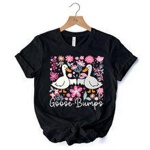 Carregar imagem no visualizador da galeria, Funny Goose Bumps Floral T-Shirt, White, Natural and Black Sarcastic Goose Tee Gifts
