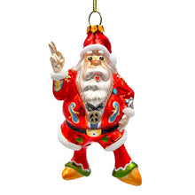 Load image into Gallery viewer, Groovy Santa Eclectic Hippie Glass Christmas Ornament, Unique Hippy Tree Decor
