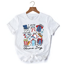 Carregar imagem no visualizador da galeria, Game Day Baseball T-Shirt, Retro White and Natural Stadium Tee for Sports Fans

