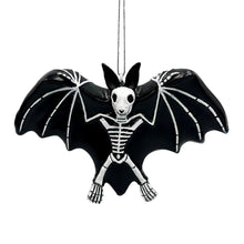 Carregar imagem no visualizador da galeria, Gothic Bat Skeleton Handcrafted Glass Ornament, Horror Tree Halloween Decor
