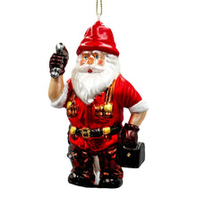Carregar imagem no visualizador da galeria, Handyman Santa Glass Ornament, Skilled Builder, Tradesman and Repairman Gift
