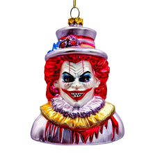 Carregar imagem no visualizador da galeria, Horror Clown Head Glass Ornament, Gothic Halloween Tree Decor

