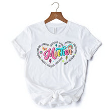 Load image into Gallery viewer, Inspiring Words for Mothers Heart T-Shirt, White Colorful Tee for Strong Women
