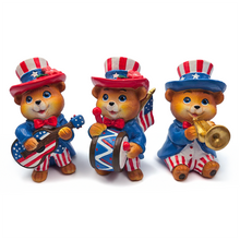 Carregar imagem no visualizador da galeria, Liberty Bears Patriotic Figurine Set of 3, 4" Independence Day Statue Decor
