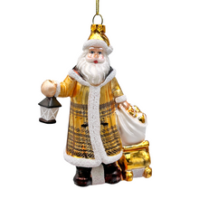 Load image into Gallery viewer, (Pre-Order) Majestic Gold Santa Blown Glass Christmas Ornament, Sleigh Accessory Tree Decor
