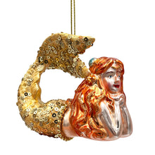 Carregar imagem no visualizador da galeria, Mesmerizing Mermaid Glass Ornament, Beachy Sea Goddess Holiday Decor
