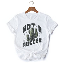 Carregar imagem no visualizador da galeria, Not a Hugger T-Shirt With Cactus, Funny Retro White and Natural Tee for Sarcastic Girls
