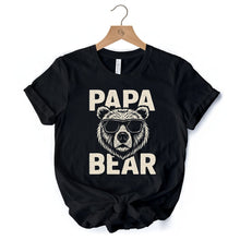 Carregar imagem no visualizador da galeria, Papa Bear Sunglasses T-Shirt, Black Vintage Tee for Cool Dads
