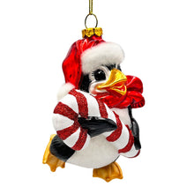Carregar imagem no visualizador da galeria, Penguin with Candy Glass Christmas Ornament, Arctic Bird Classic Tree Decoration
