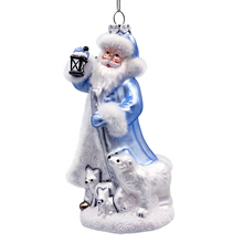 Load image into Gallery viewer, (Pre-Order) Polar Whisperer Santa Glass Christmas Ornament, Arctic Polar Bear, Wolf, and Bunny Rabbit
